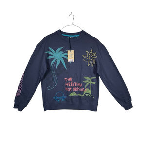 Chubbies Men's Soft Terry Crewneck The Sketchy Blue Sweat Shirt Size Medium